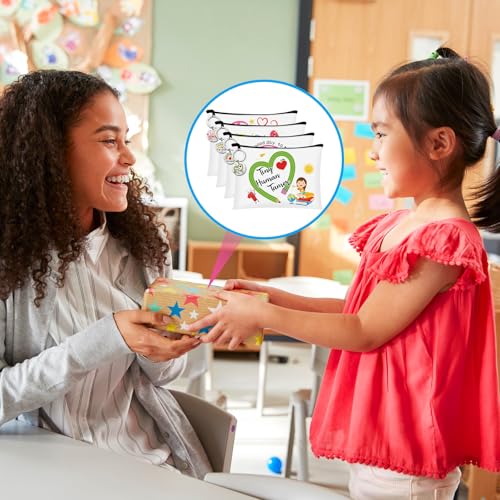 Kacctyen 16 Pcs Tiny Humans Teacher Appreciation Gifts Include Makeup Cosmetic Bag Keychain It's a Good Day to Teach Tiny Human Survival Kit for Babysitter Daycare Preschool Kindergarten Teacher