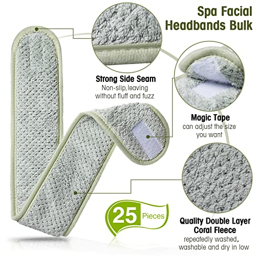 Giegxin 25 Pcs Spa Headbands - Adjustable Coral Fleece Hair Wraps