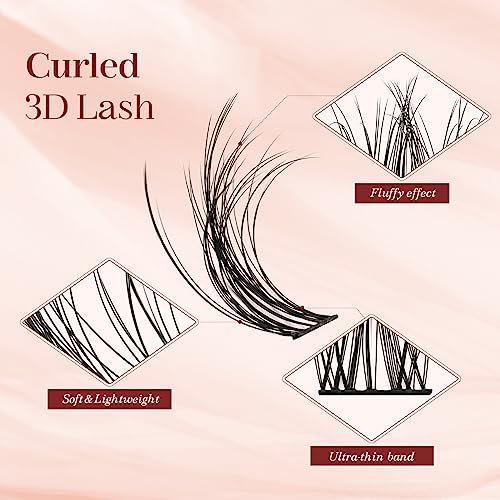 Higu clace Cluster Lashes 140Pcs, 3D Multiple Layers Eyelash Clusters Mix12-18mm, Fluffy Lash Clusters D Curl, Curled and Lightweight DIY Lash Extension Large Tray (3D Curled Mix12-18mm)