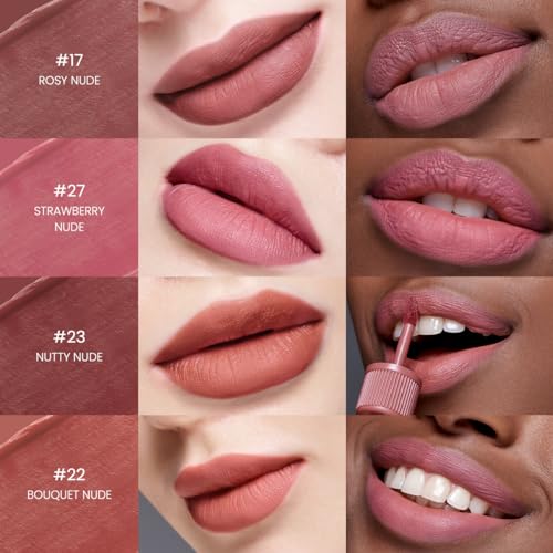 Peripera Ink the Velvet Lip Tint - High Pigment Color, Longwear, Weightless, Gluten-Free, Paraben-Free (017 ROSY NUDE)