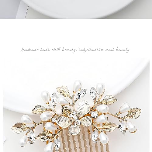 Gold Pearl Bridal Hair Comb - Wedding Hair Accessories