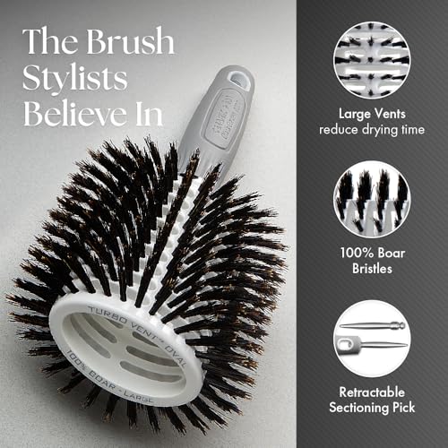 Olivia Garden Ceramic and Ion Turbo Vent 100% Boar Bristle Hair Brush with Sectioning Pick