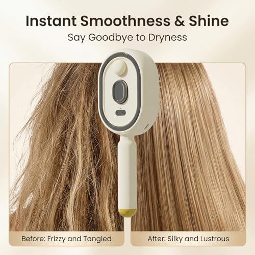 3-in-1 Hair Steamer Brush with Red Light & Cordless Design
