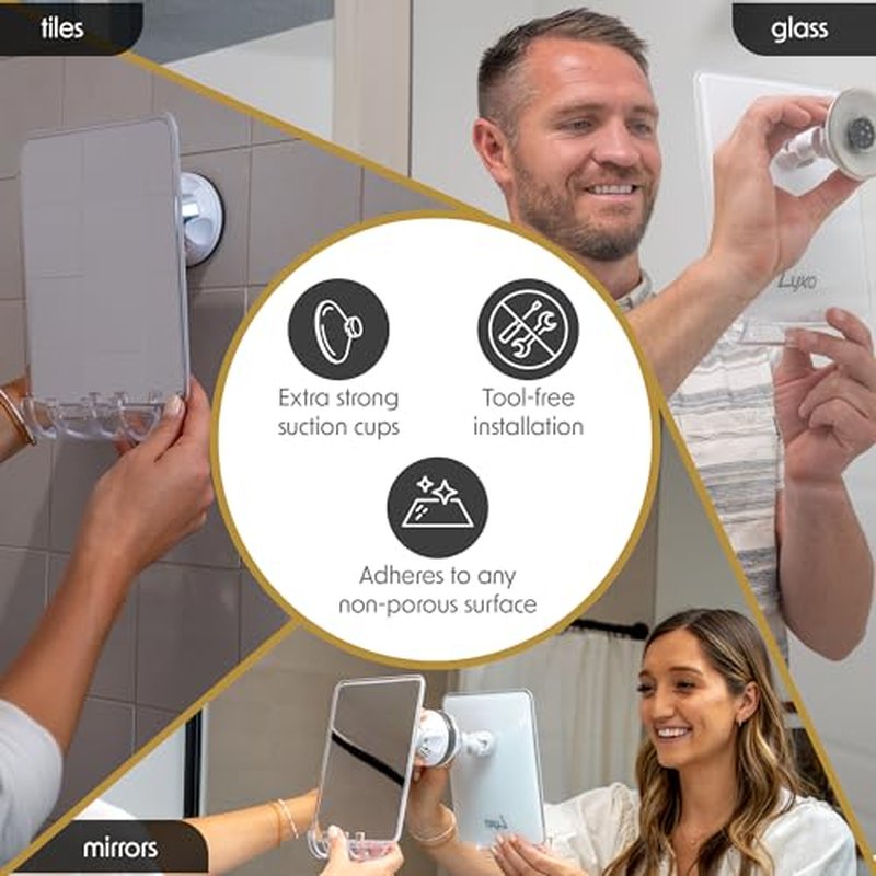 Luxo Fogless Shower Mirror with Razor Holder & Suction Cup