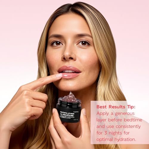 YouthVibe Lip Mask Overnight Moisturizing - Nourish & Hydrate, Antioxidants, 5% Volufiline, Vitamin E, Shea Butter, PDRN & Collagen Sleeping Lip Treatment for Dry, Chapped Lips