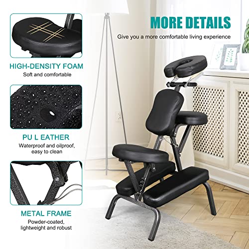 Portable Massage Chair Foldable Tattoo Spa Salon Black