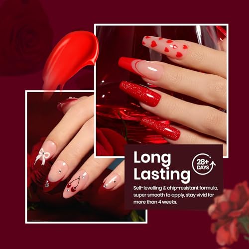 Beetles Red Gel Polish Set - 6 Colors Soak Off LED UV