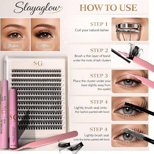 DIY Lash Extension Kit with Bond & Seal – 280 Cluster Lashes