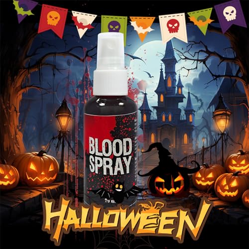 Fake Blood Makeup Spray,Realistic Fake Blood Splatter for Clothes and Face,High Pigment Halloween Fake Liquid Blood Washable for Vampire Zombie Monster Costume Cosplay SFX Halloween Makeup