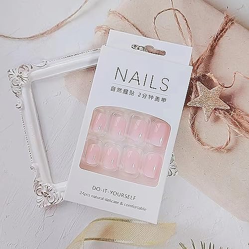 Short Square Pink Ombre Press On Nails 24 Pc Kit