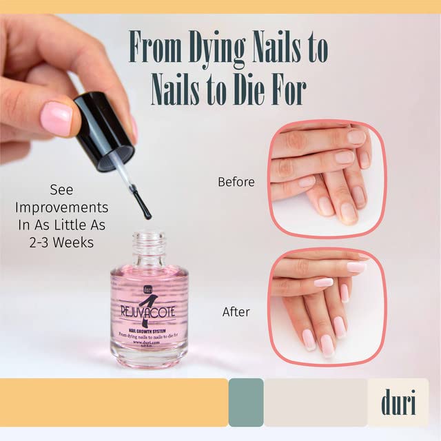 duri Rejuvacote 1 Nail Growth System - Original Maximum Strength Formula - Nail Strengthener and Nail Growth, 4 fl. oz. Refill Bottle Clear