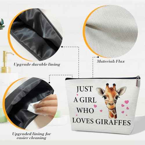 Giraffe Decor Makeup Bag, Gifts For Women, Just A Girl Who Loves Giraffe, Birthday Christmas Graduation Friendship Gifts For Animal Lovers Her Friends
