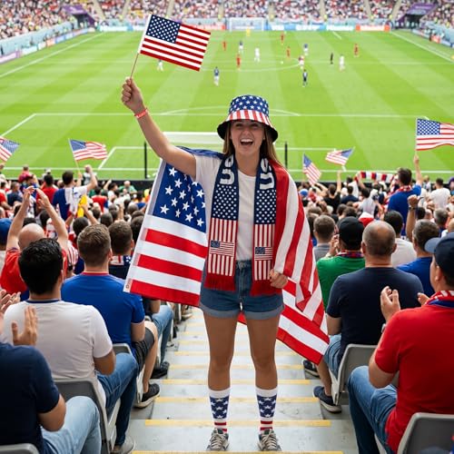 Newcotte 3x5 ft Soccer Country Flag Kit with Cape & Accessories