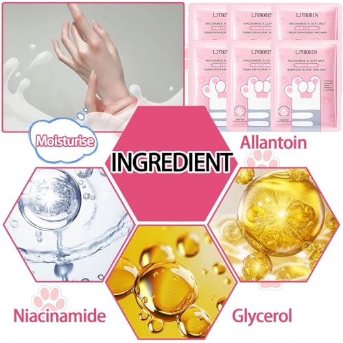 Hydrating Hand Mask Gift Set for Dry Cracked Hands - 6 Pack Moisturizing Gloves