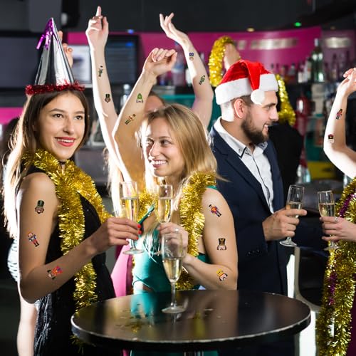 Nosiny 240 Pcs Christmas Nutcracker Glitter Temporary Tattoos