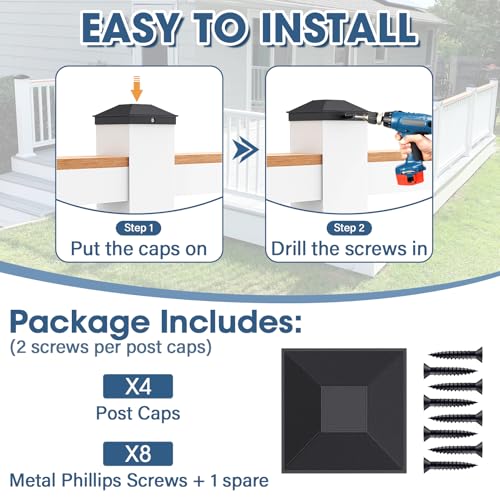 Goovilla 4x4 Post Caps Black Aluminum - 4 Pack