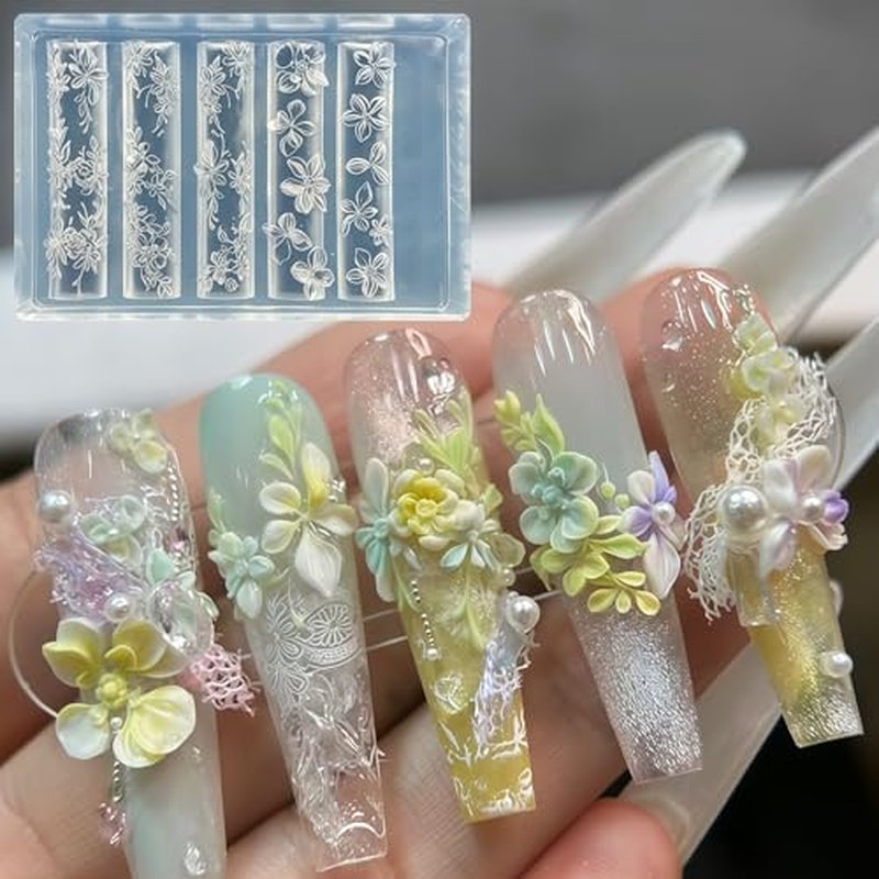 3D Flower Nail Art Molds Set - Lotus, Cherry Blossom, Orchid