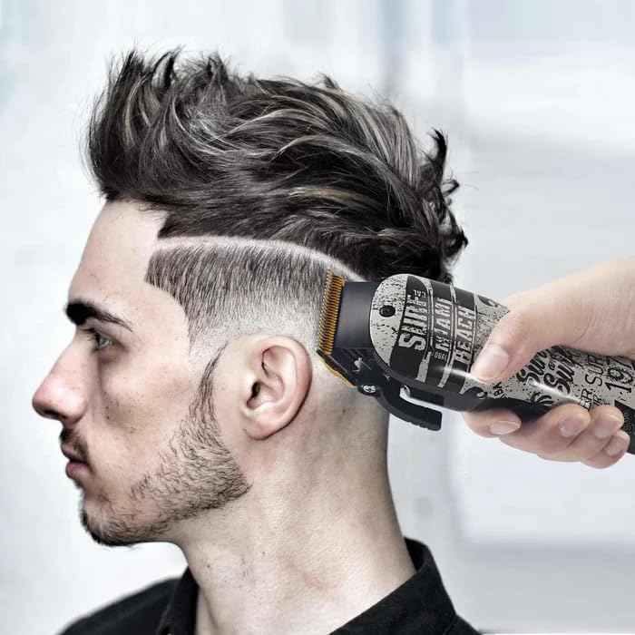 Professional Hair Clipper, 2-Speed Cordless Hair Cutting Kit 5500RPM, 2000mAh Rechargeable Battery with 6 Attachment Guards, Precise Stainless Steel Cutting Blade