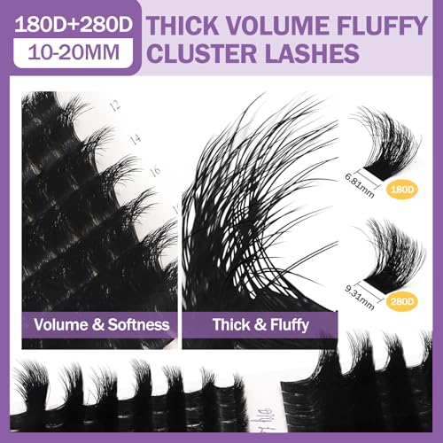 Fluffy Lash Cluster Kit 180D+280D Mega Volume 10-20mm