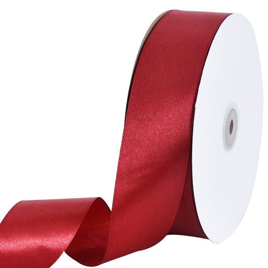 TONIFUL 1-1/2 Inch (40mm) x 100 Yards Dark Red Claret Wide Satin Ribbon Solid Fabric Ribbon for Gift Wrapping Chair Sash Valentine's Day Wedding Birthday Party Decoration Hair Floral Craft Sewing