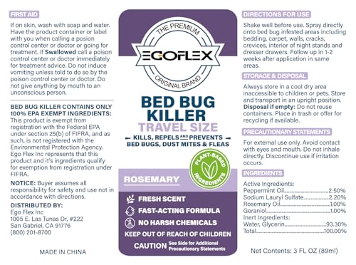 Travel Size Bed Bug Spray - 3-Pack, TSA Approved, Natural Oils