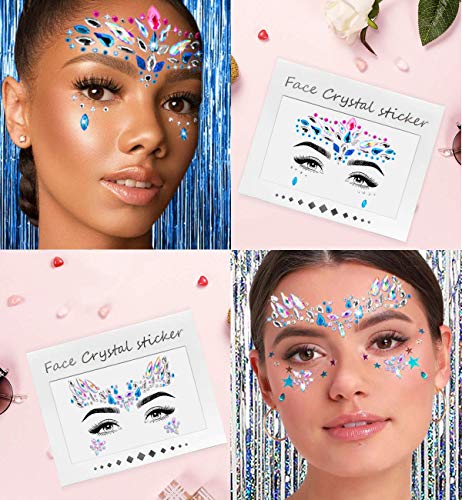 iMethod Mermaid Face Jewels Stick-On Gems, 6 Pack