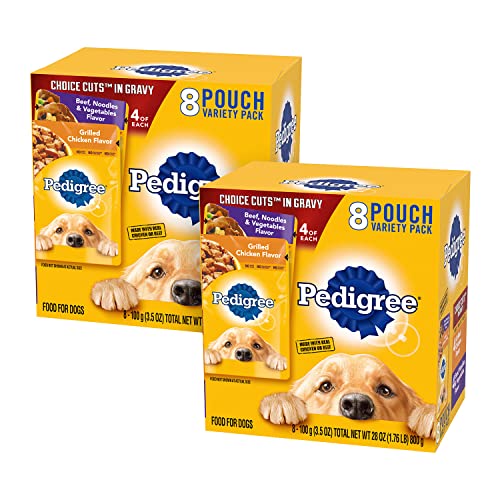 Pedigree Choice Cuts in Gravy Wet Dog Food 8-Count Variety Pack, 3.5 oz. Pouches (Pack of 2)