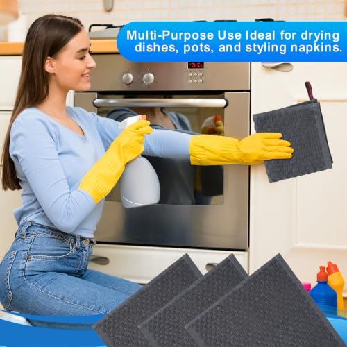 100% Cotton Washcloths 12x12 Inch 6 Pack Grey