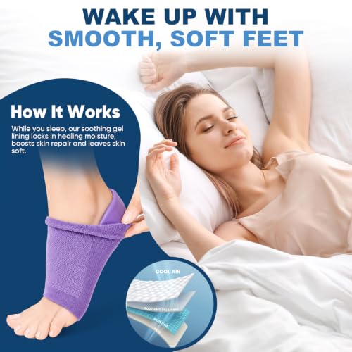 Moisturizing Heel Socks - 2 Pairs Toeless Gel Socks for Cracked Heels