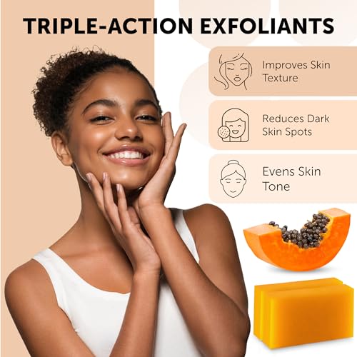 VALITIC Papaya and Turmeric Kojic Acid Soap Bar - Dark Spot Corrector Skin Care Cleansing Bar - Infused with Vitamin C, Hyaluronic Acid, Collagen, Retinol, Olive Oil - 2 Pack