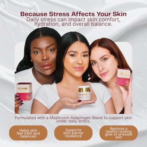 HONGUSH Facial Moisturizer ? Hydrating Face Cream with Reishi, Chaga & Cordyceps, Lightweight Non Greasy Moisturizer for Dry, Sensitive & Combination Skin, Skin Barrier Support, 50 ml