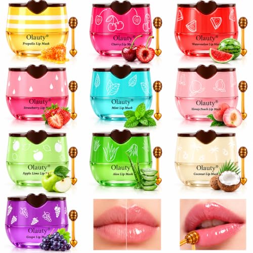 Vienflona 10 Pcs Bee Lip Balm Honey Pot Set – Moisturising Sleep Lip Mask with Sticks