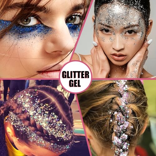 Estanoite Body & Face Glitter Gel - 20 Vibrant Colors, Long-Lasting, No Glue Needed
