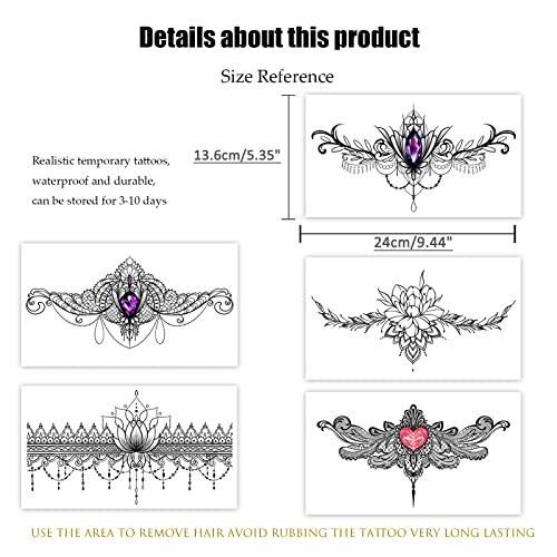 Lace Temporary Tattoos for Women - Set of 5