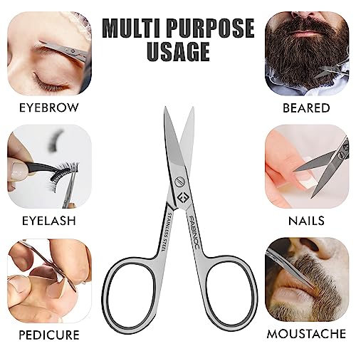 FABINOC 3.5" Curved Precision Nail Scissors - Stainless Steel Grooming Tool