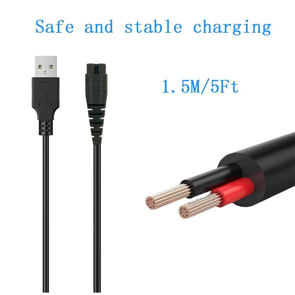 LIANSUM 5V USB Charger Cord Compatible with Hatteker Cordless Hair Trimmer RFC-588 RFC-598 RFC-692 RFC-690 RSCX-7568 RFC-696 RSCX-9598 RFC-692 RFC-696B Electric Hair Clippers Charging Power Cable 5FT