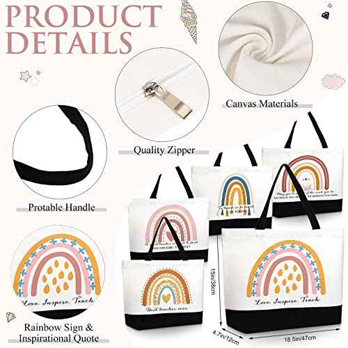 Paterr 20 Pcs Appreciation Gift Bulk for Teachers Tote Bags with Makeup Bag Thanksgiving Gift for Teacher Women Mom Team
