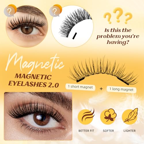 QUEWEL Magnetic Eyelashes with Applicator - No Glue Reusable Lashes