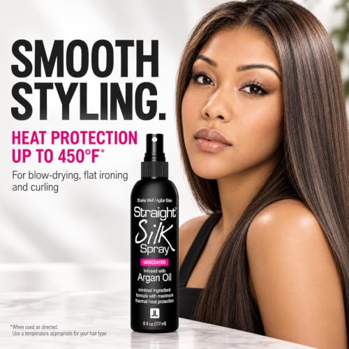 JuniorLabs 6oz Straight Silk Spray with Moroccan Argan Oil Heat Protectant & Detangler - Alcohol-Free, Up to 450°F
