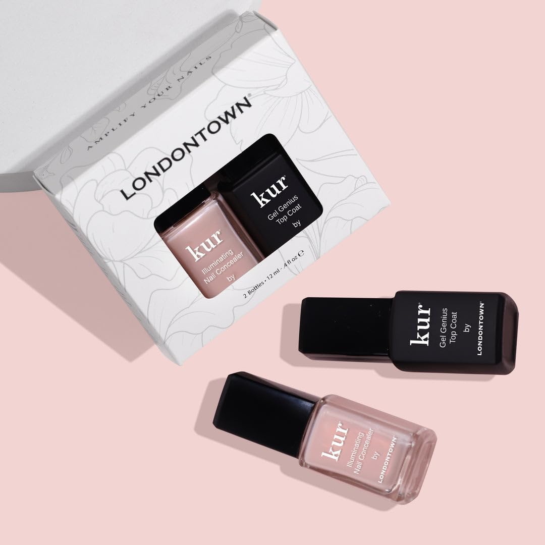 LONDONTOWN kur Go Bubble Nail Conceal & Go Duo Set, Includes Go Bubble Nail Illuminating Concealer & Gel Genius Top Coat, 2 Piece Set, 0.4 Fl Oz