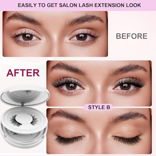 Eloria Magnetic Lashes with Applicator, 2026 New Upgrade Reusable Hunnyfit Magnetic Eyelashes Natural Look, Wispy False Lashes Kit, No Glue Needed Easy to Wear and Remove (Camellia+Devil+Simple)
