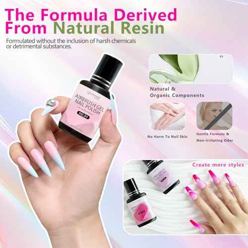 QUEVINA 16 Colors Airbrush Gel Nail Polish Set ? Safe, Odorless Formula for Stunning Baby Boomer Nail Art ? No Dilution Needed, Long-Lasting & Vibrant Shades 16X15ml