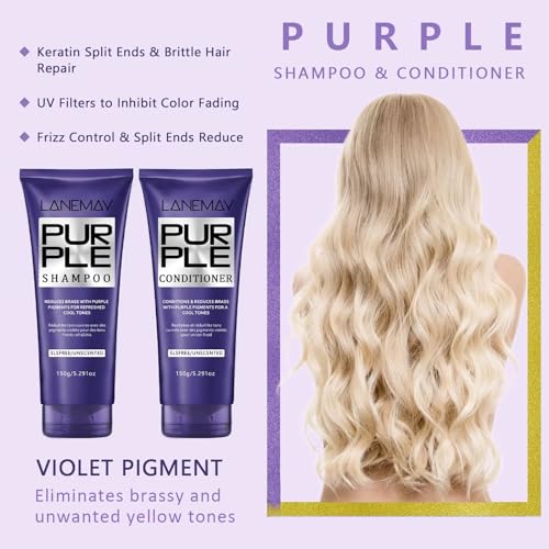 Purple Shampoo and Conditioner Set - SLS Free, 5.29 oz