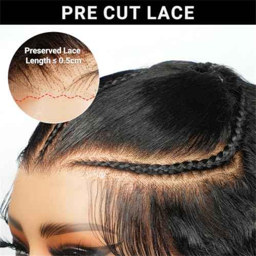Wiggins Pre Braided Glueless Wig Water Wave Lace Front Wigs Human Hair Glueless Wigs Human Hair Pre Plucked Pre Cut Water Wave 13x4 Lace Front Wigs Human Hair For Black Women 16 Inch