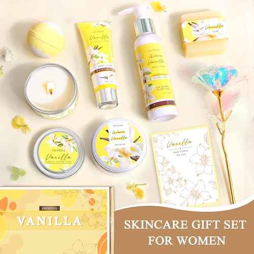 Gifts for Women, Birthday Gifts for Women, Bath and Body Gifts Set, Vanilla Spa Gift for Self Care,Thank you Relaxing Bath Sets for Mom, Girlfriend, Sister, Female Friends, Coworker