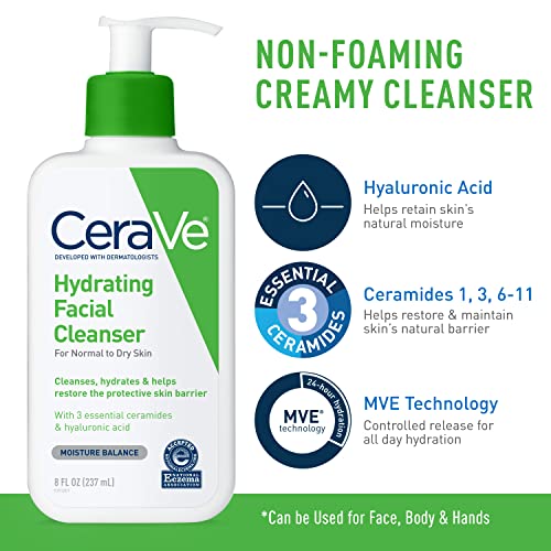 CeraVe Hydrating Skin Care Set | 8oz Moisturizing Cream & 8oz Hydrating Facial Cleanser | Ceramides + Hyaluronic Acid Moisturizer and Face Wash | Accepted by National Eczema Association