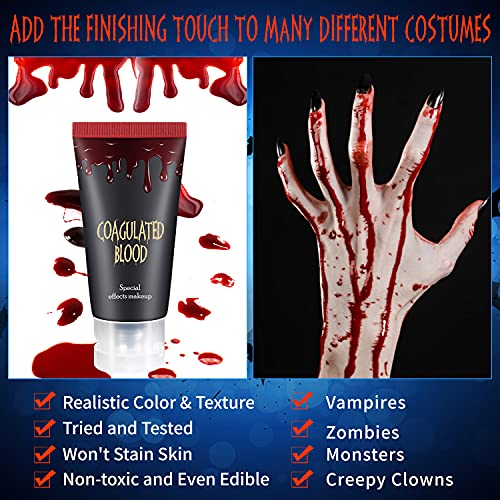 DE'LANCI Edible Fake Blood Gel, Realistic Sfx Fake Blood Kit, Washable for Clothes & Skin - 60g (2.12 Oz)