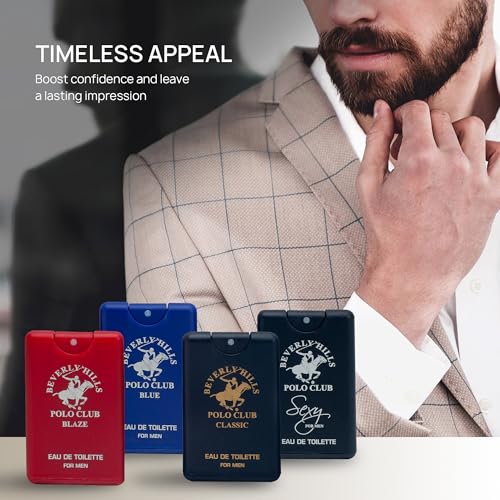 Beverly Hills Polo Club Men's 4-Piece Pocket Spray Set 20ML