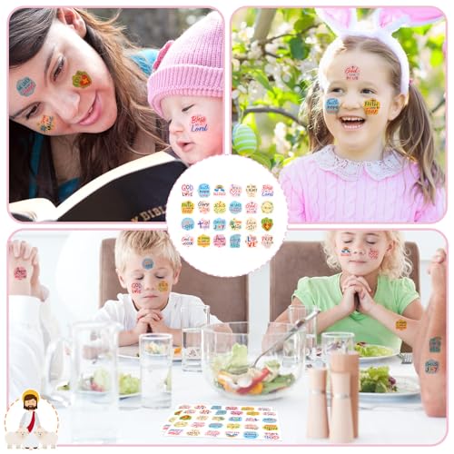 240 Pcs Religious Glitter Temporary Tattoos for Kids