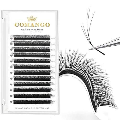 CoMango Fox Eyelashes Extension Flying YY Lashes 5D Mutil-layer Y Shaped Lash Mink Premade Lash Fans C/D Curly Foxy YY Lashes Natural Fluffy Handmade Individual Eyelash Fans(Black,5D-C-9mm)